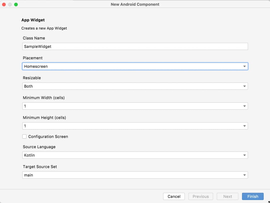 Android StudioでのWidgetの追加1