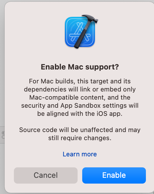 XCodeのDeployment Info設定 MacをON