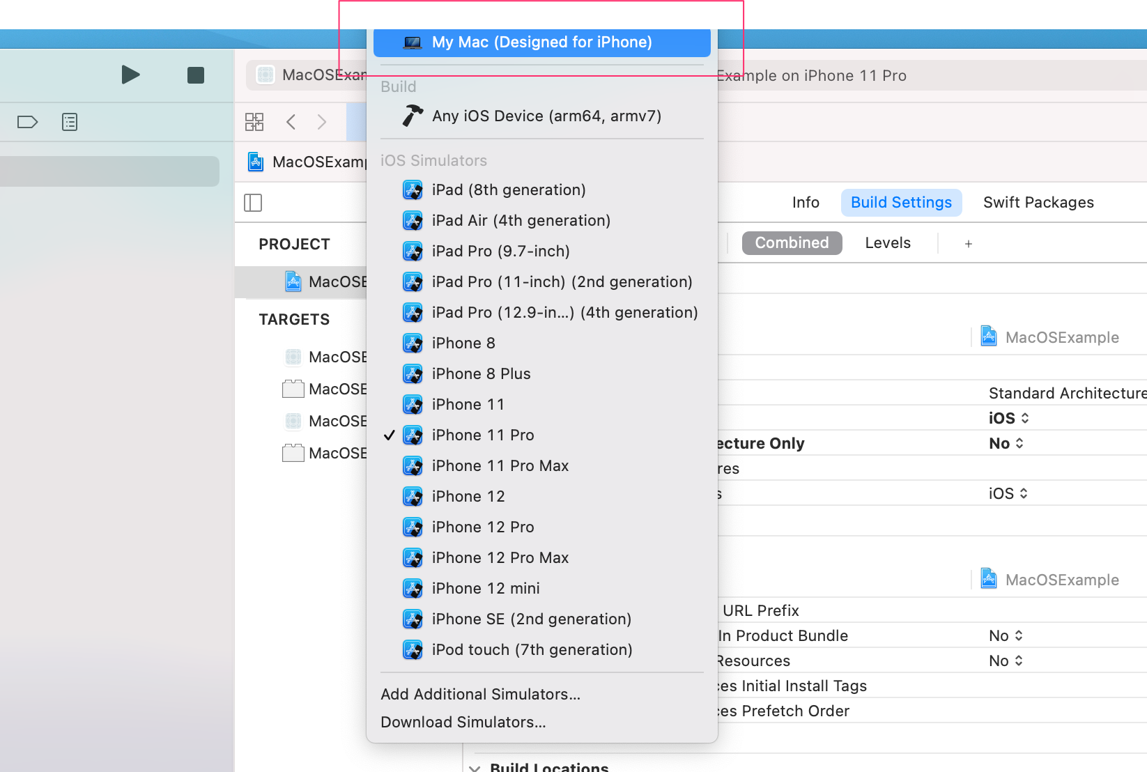 XCodeでMy Macを選んで起動